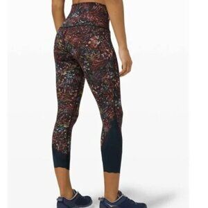 Lululemon Wunder Under HR Crop 23" Scallop Foliage Overlay Multi Size 2